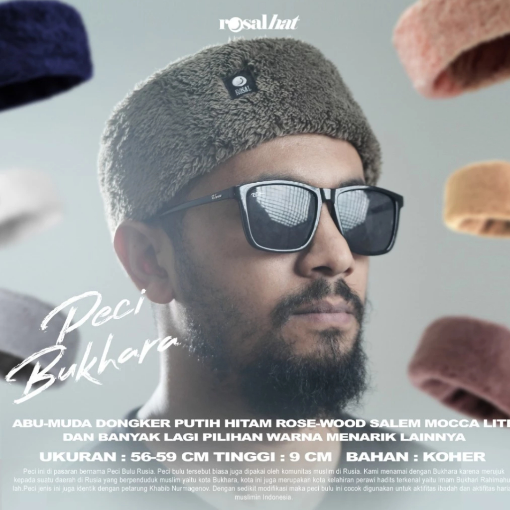 [MURAH]ROSAL Hat Peci Bukhara Peci Bulu Rusia Khabib Nurmagenov Kopiah Muslim Rosalhat