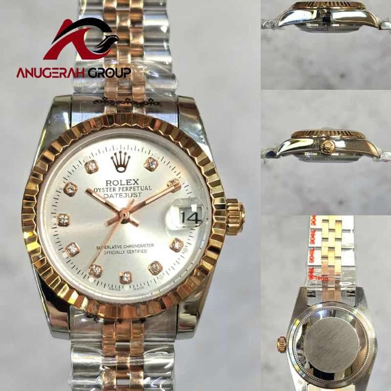 ROLEX DATEJUST 31MM AUTOMATIC / JAM TANGAN WANITA ROLEX COMBI ROSEGOLD DIAMOND PREMIUM GRADE AAA