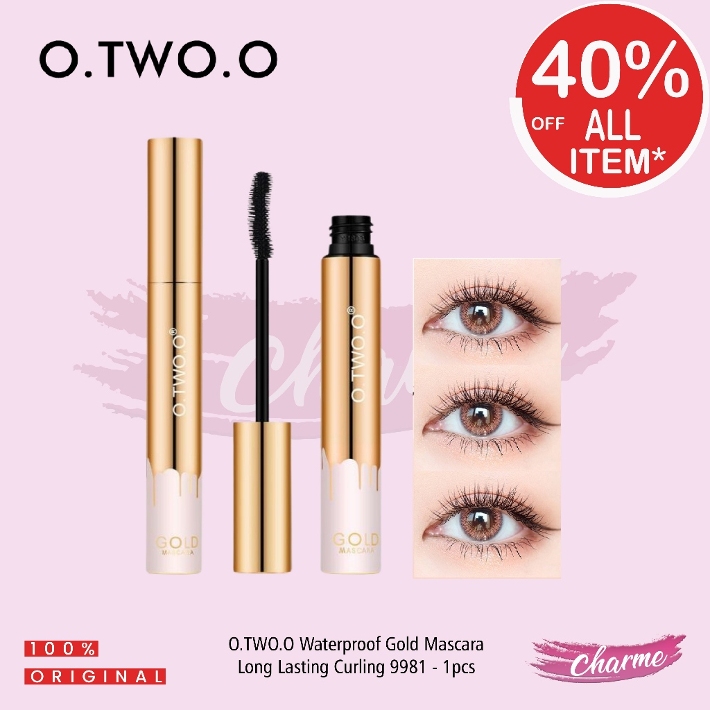 (READY & ORI) O.Two.O Otwoo Waterproof Gold Mascara Maskara Long Lasting Curling 9981 - Black