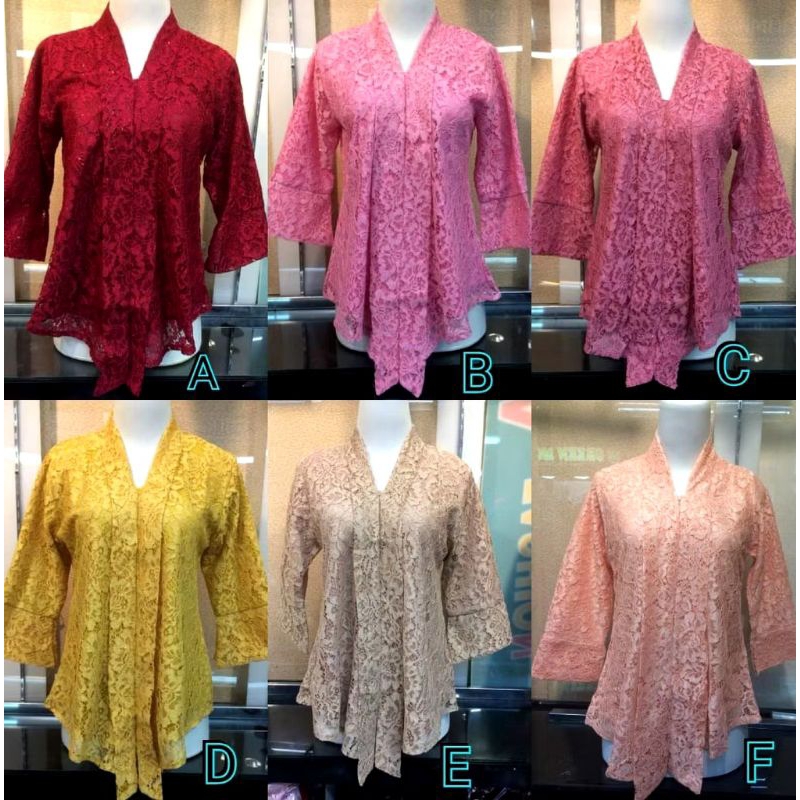 Atasan Kebaya Brokat Modern Kebaya Kutubaru Floy Brukat Lengan 7/8 Baju Wisuda Dan Kartini