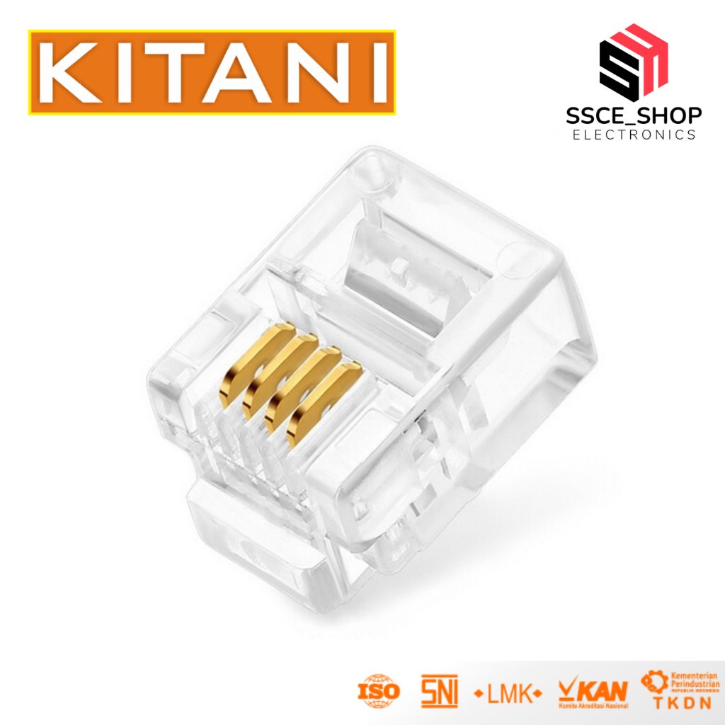 

Pin RJ11 4P4C Anti-Gagal/Konektor Telefon RG11 /Connector Telepon 4 Pin RJ 11