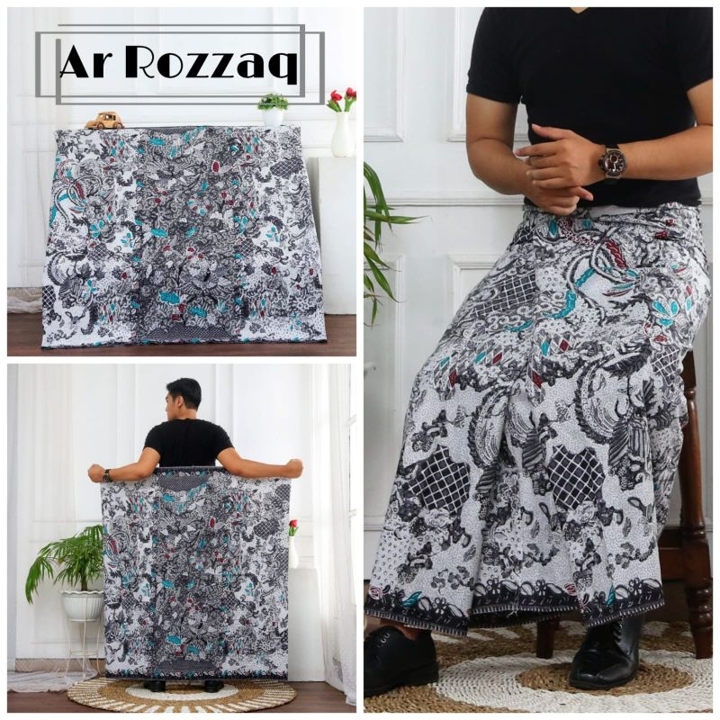 Sarung Batik Motif Laseman Arrozaq Printing Premium Dewasa Muslim Santri Pria wanita Katun Hitam Pek
