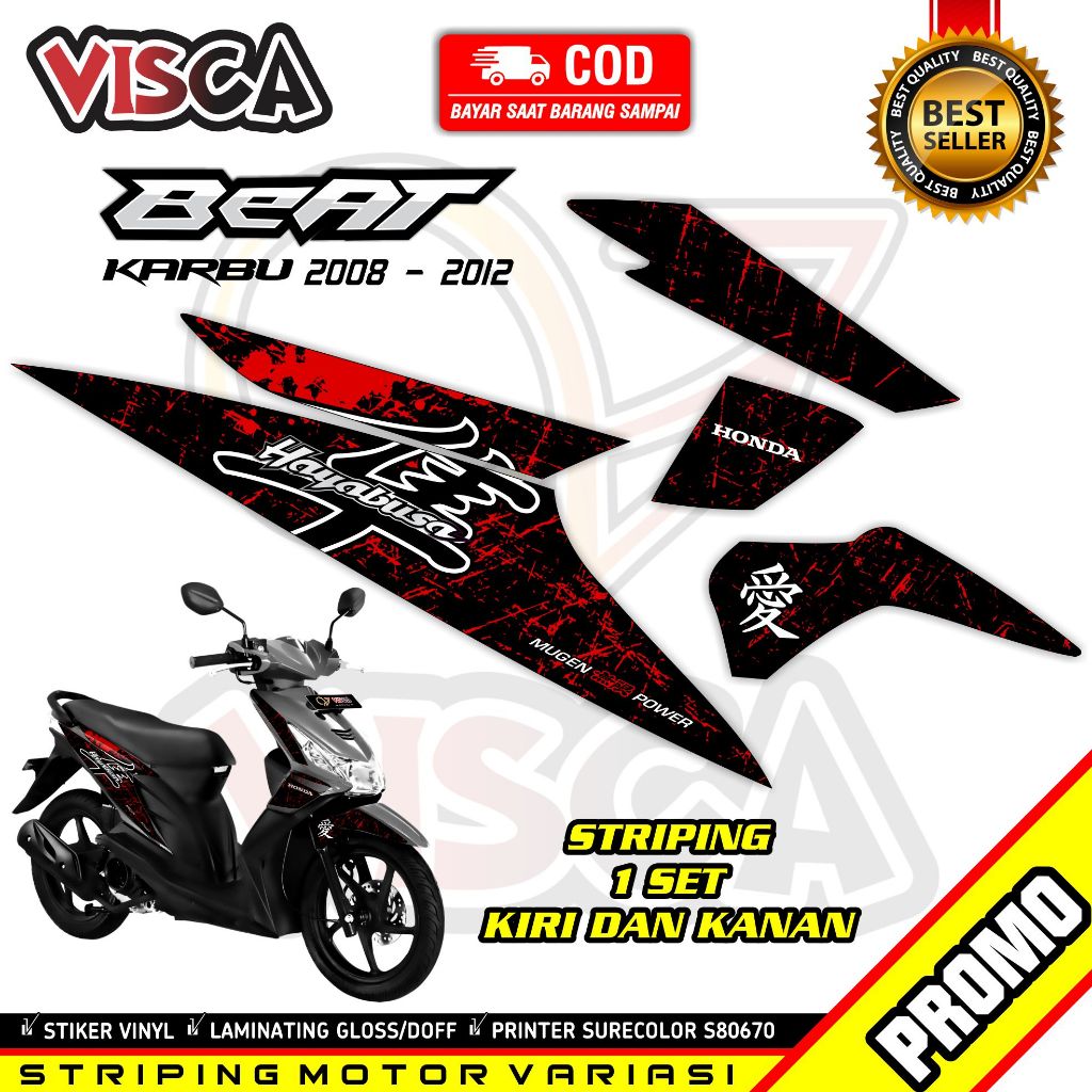 Striping Beat Karbu Setriping Stiker Sticker Setiker Motor Semi Full Body Honda Beat Karbu Motif Hya