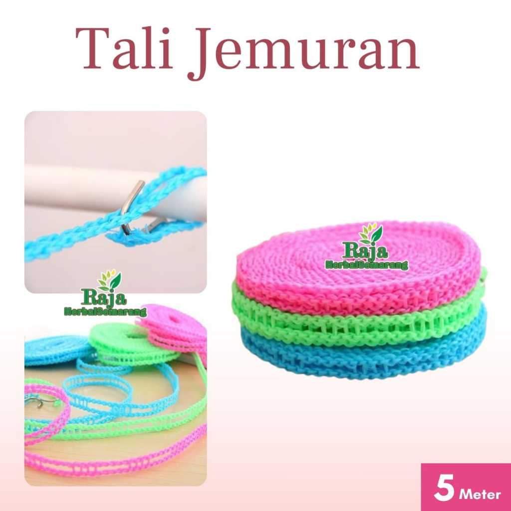 Tali Jemuran | Tali Jemuran 5 Meter & 3 Meter | Tali Jemuran Anti Mlorot | Tali Jemuaran Portable | 
