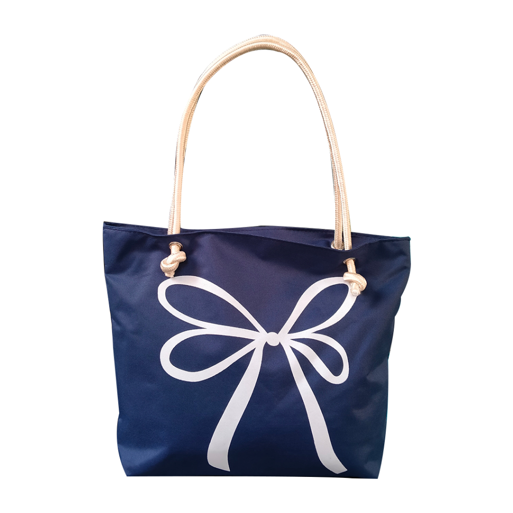 Tas Wanita Totebag Canvas Tas Ibu Motif Pita Besar Resleting Tali Sumbu Premium