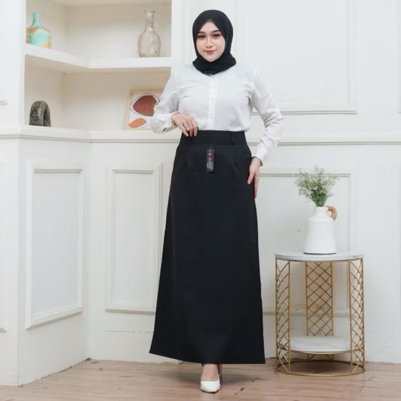 Rok hitam kantoran/rok hitam kerja/rok hitam polos/rok hitam
