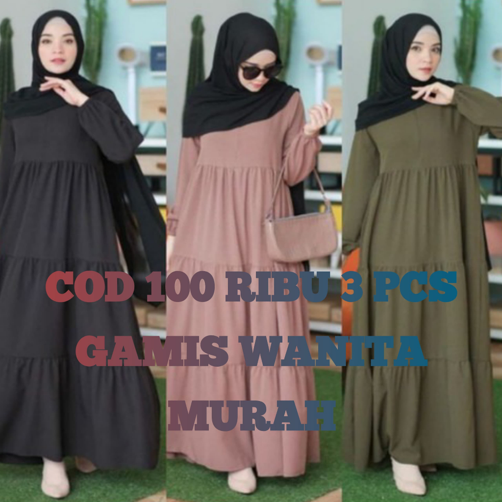 COD 100 RIBU 3 PCS GAMIS SUSUN WANITA / GAMIS BUSUI PREMIUM