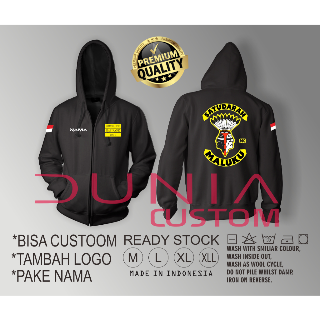 Sweater hooadie ziper Full Sablon Satu Darah Maluku