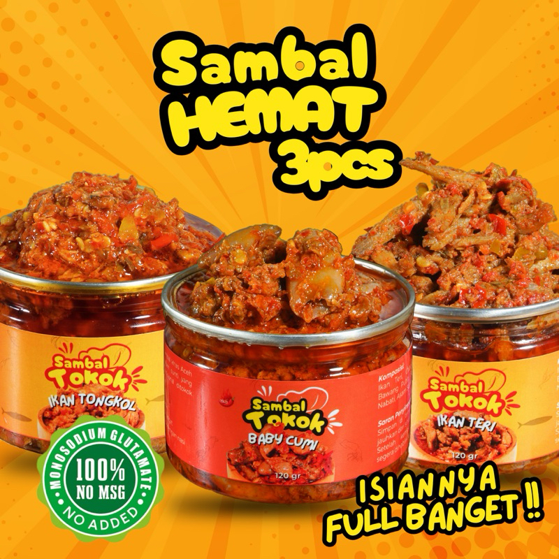 

PAKET HEMAT SAMBAL TOKOK (3 ISIAN) | TONGKOL-TERI-CUMI 120 gr/ botol