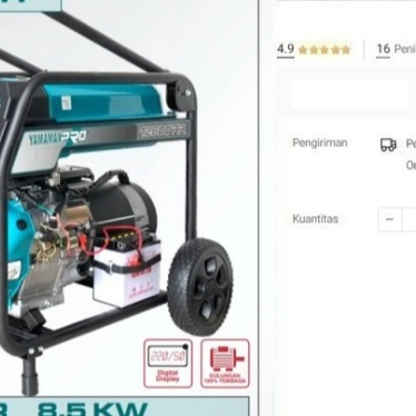 

Generator Yamamax Pro 12800 4 Tak Rubicon Genset 8500 Watt Bensin