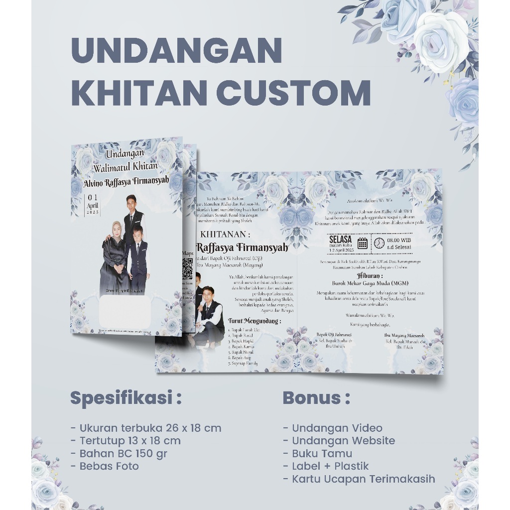 UNDANGAN KHITANAN CUSTOM | UNDANGAN CUSTOM FOTO | UNDANGAN