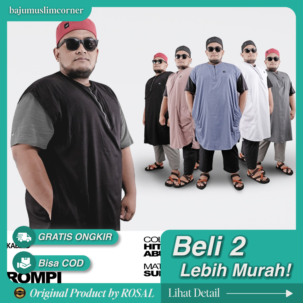 Rompi Sholat Jumbo Classic KABIRO Rompi Shalat ROSAL Big Size Pria Katun Supernova 4XL 5XL 6XL