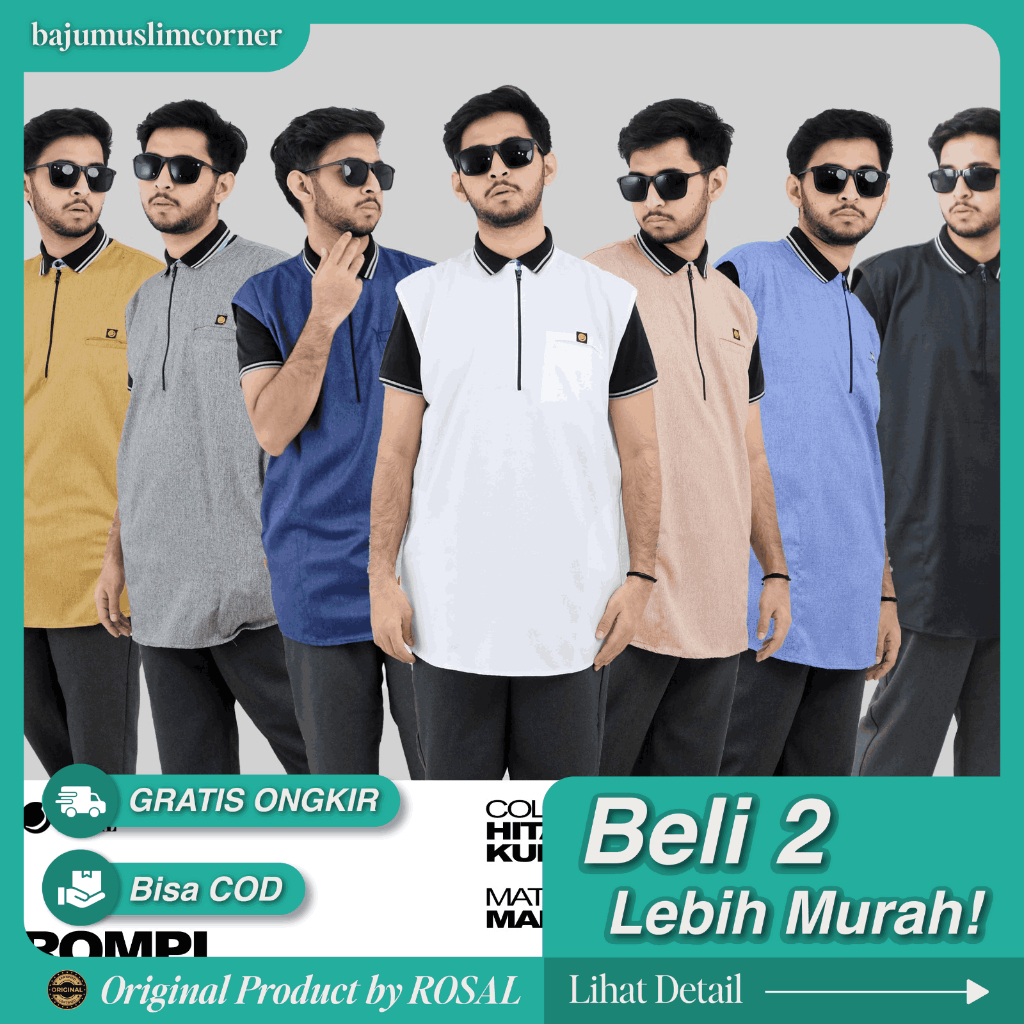 Rompi Sholat Classive ROSAL Rompi Shalat Muslim Pria Dewasa Kerah Oblong Ukuran M L XL 2XL 3XL