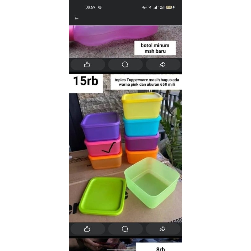 toples,toples Tupperware dan botol kuning 1