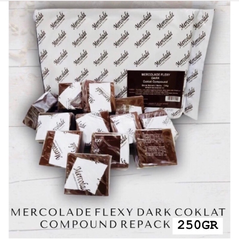 

Mercolade Flexy Dark Coklat Compound Repack 250GR / Coklat Batangan