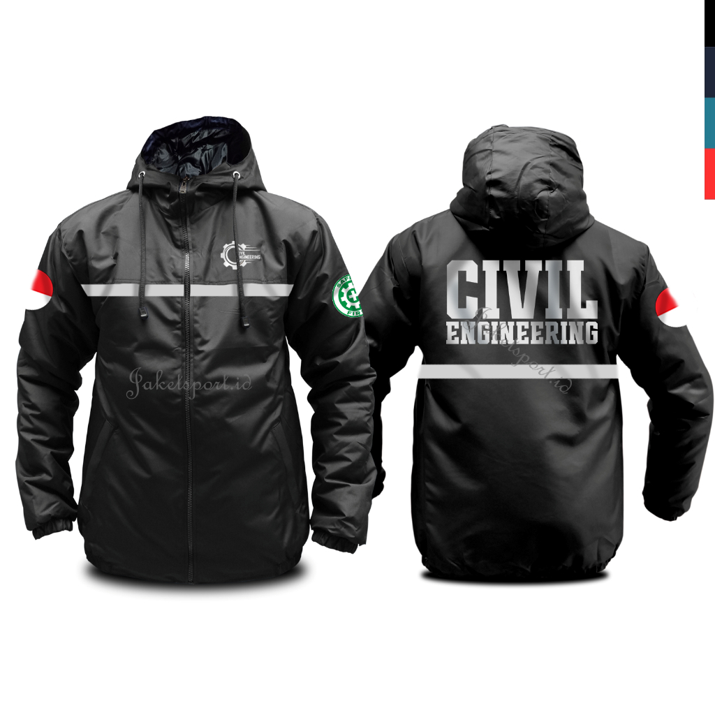 Jaket Eleganter Civil Engineering bahan parasut semi wf jaket teknik sipil scotlight safety custom