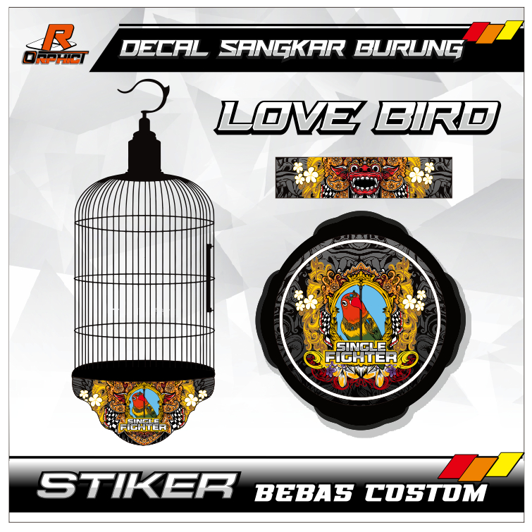 STICKER DECAL SANGKAR Lovebird dan Pleci KANDANG BURUNG single fighter STIKER merk EBOD JAYA ORIQ JA