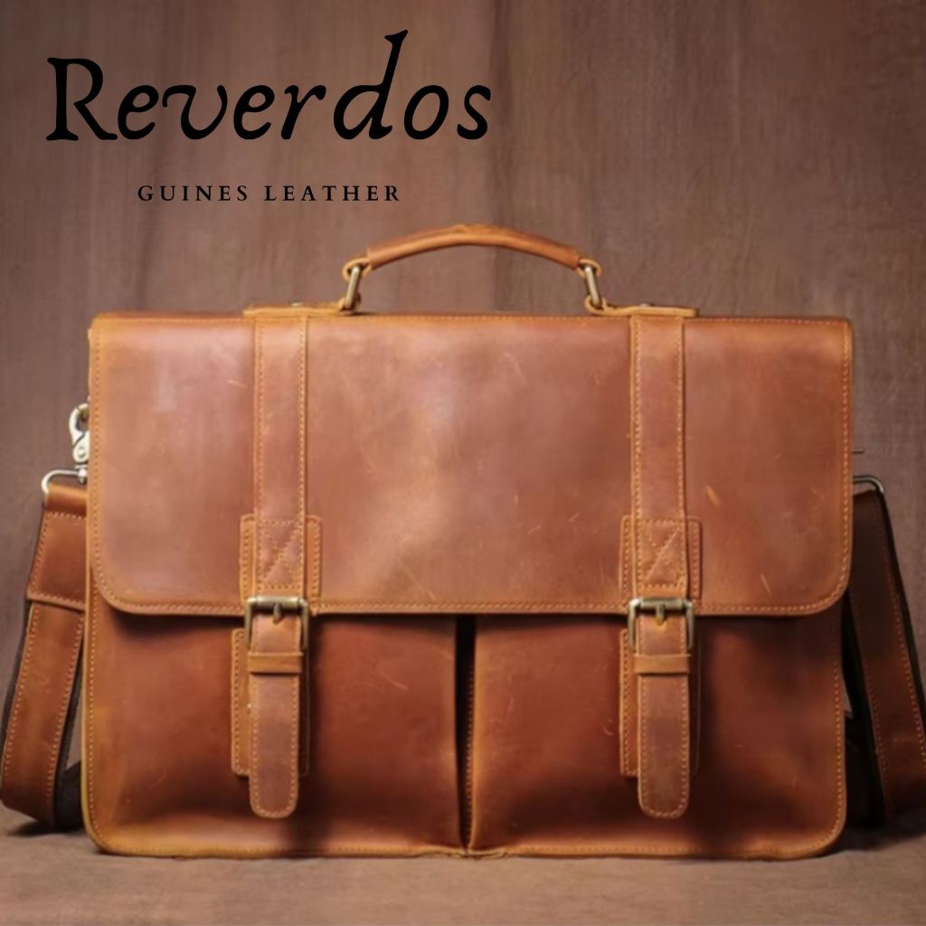 Tas Kantor Kulit Sapi Asli -Tas Tangan Kulit Asli Crazy Horse - Tas Laptop Messenger File Kulit Asli