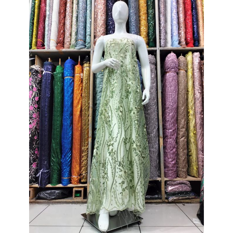 BAHAN KAIN TILE BORDIR PAYET SQUIN BORDIR BUNGA