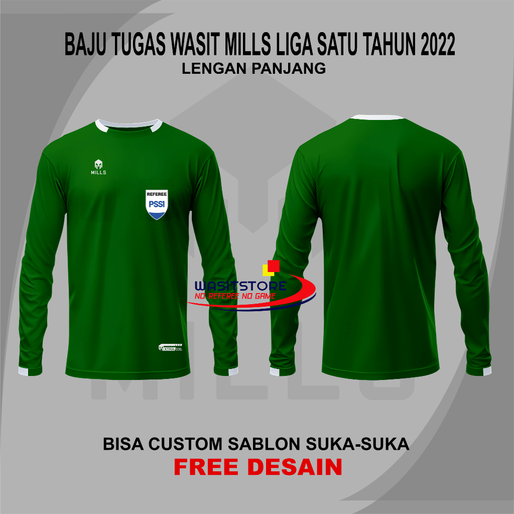 BAJU TUGAS WASIT MLLS LIGA 1 BRI 2022 LENGAN PANJANG (SAKU REFEREE)