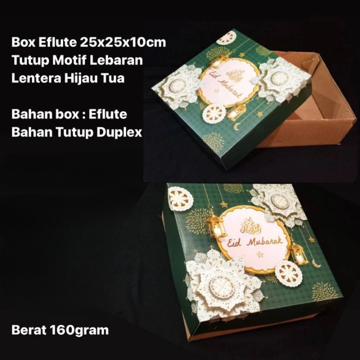 

5 Pcs Box Kuker Lebaran 25 x 25 x 10 Cm Kotak Packaging Cookis Eid Mubarak Kotak Brownies Motif Lentera Hijau Tua Eid Mubarak