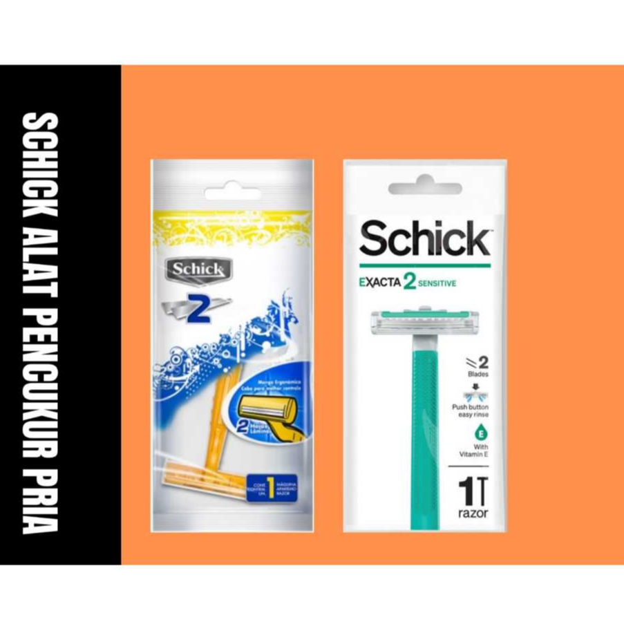 Schick Exacta 2 Sensitive Alat Cukur Pria Hanger Hijau | Kuning