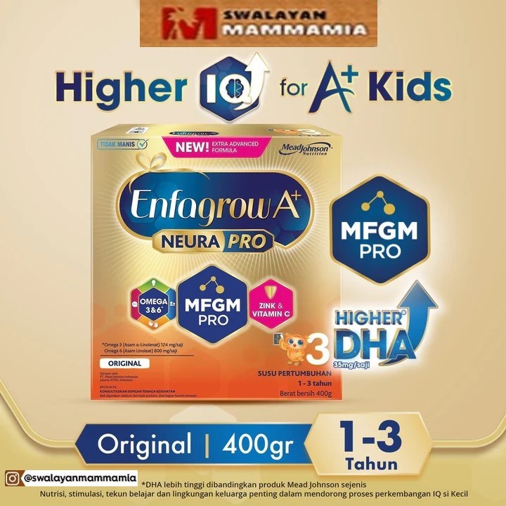 Enfagrow A+ 3 Rasa Original Plain 400 gr Susu Formula Anak 1 - 3 Tahun