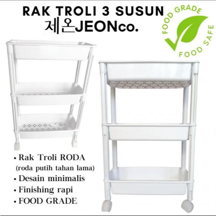 RAK TROLLI 3 SUSUN SERBAGUNA Plastik PAKAI RODA