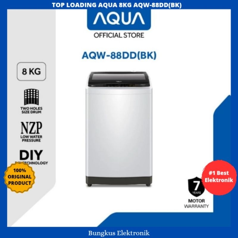 MESIN CUCI AQUA 1 TABUNG TOP LOADING 8 KG AQW-88DD GARANSI RESMI LAMPUNG 7 TAHUN