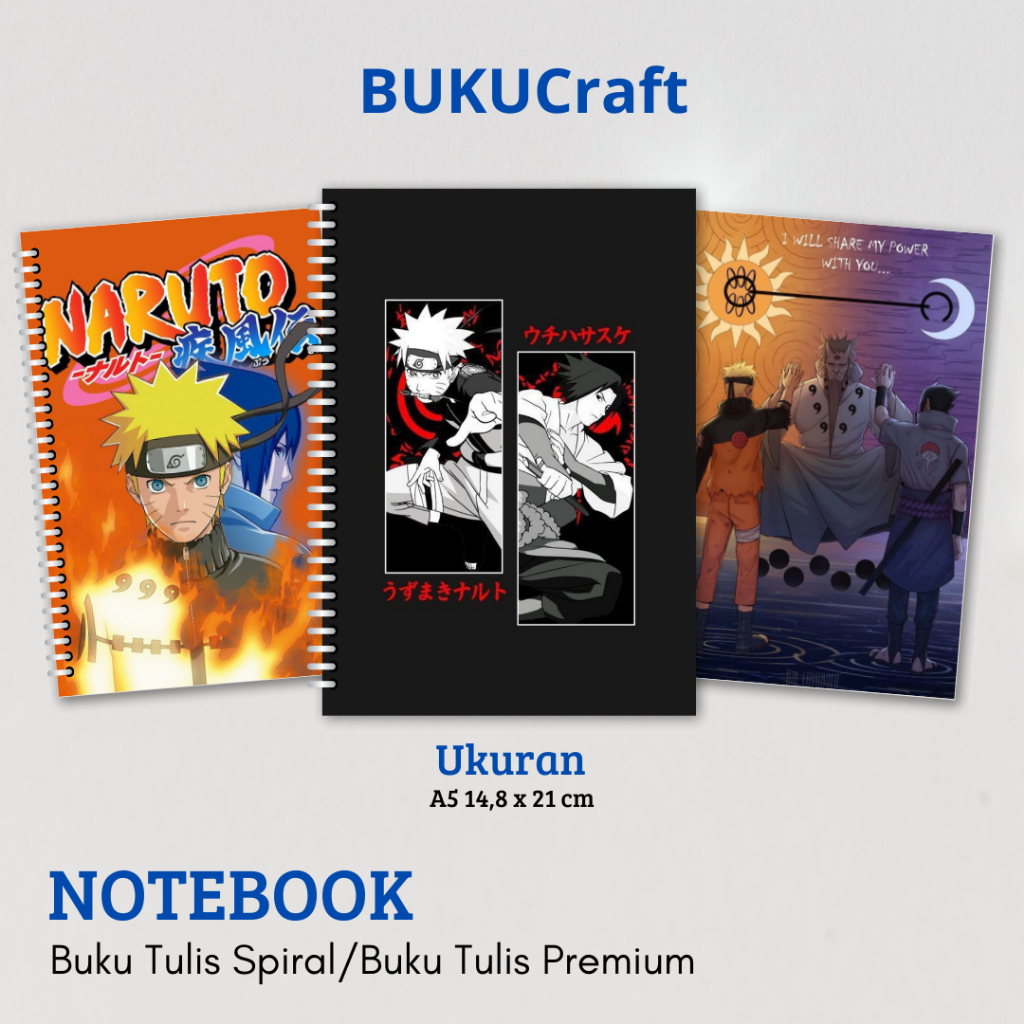 

Buku Craft - Buku Tulis Catatan buku notebook buku diary Notebook Ring Spiral A5 50 Lembar koleksi cover Naruto lucu2 mix anime gambar kartun Terbaru