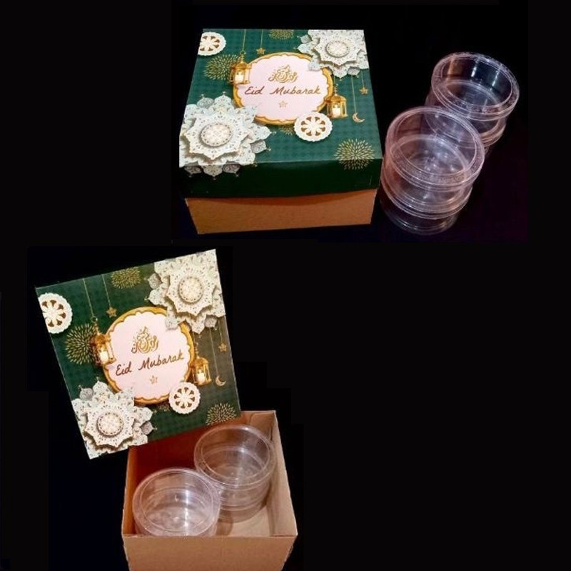 

5 Pcs Box Hampers Idul Fitri Kardus Eflute Tutup Motif Lebaran 25x25x16 cm