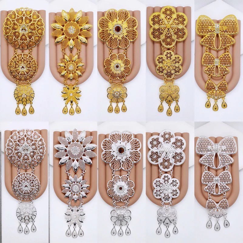 Bros Kebaya Kutu Baru / aksesoris baju kebaya wanita  Bunga Susun matahari emas silver