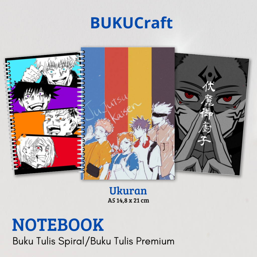 

Buku Craft - Buku Tulis Catatan buku notebook buku diary Notebook Ring Spiral A5 50 Lembar koleksi cover Jujutsu lucu2 mix anime gambar kartun Terbaru