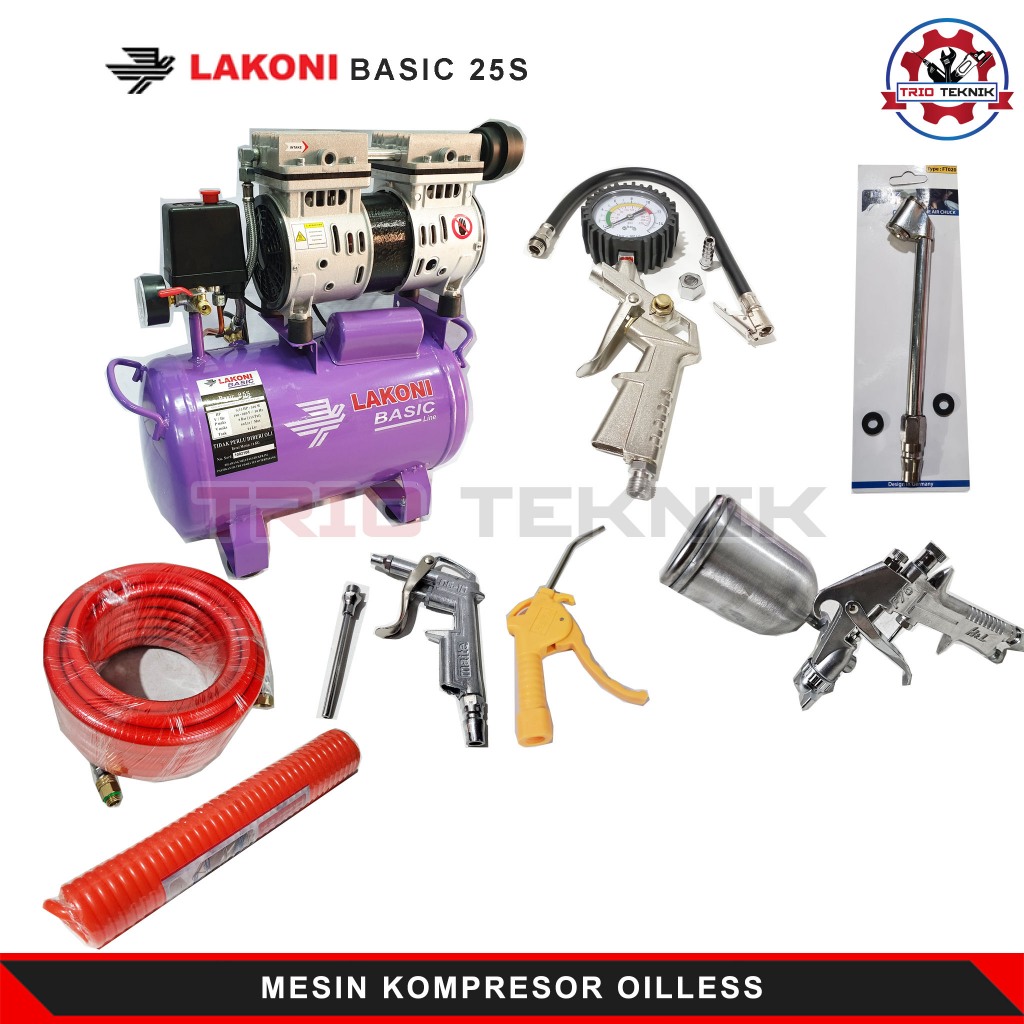Kompresor Angin Listrik Lakoni Basic 25S Silent Oilless 3/4HP
