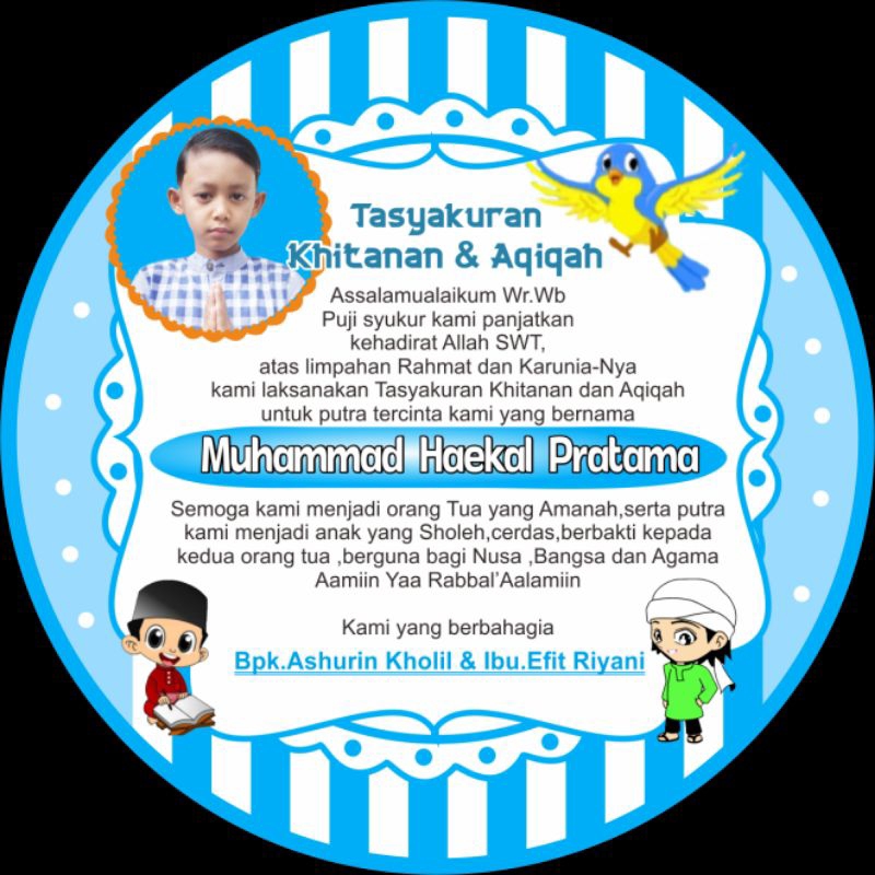 

Stiker khitan request foto anak isi tergantung ukuran tinggal ditempelkan