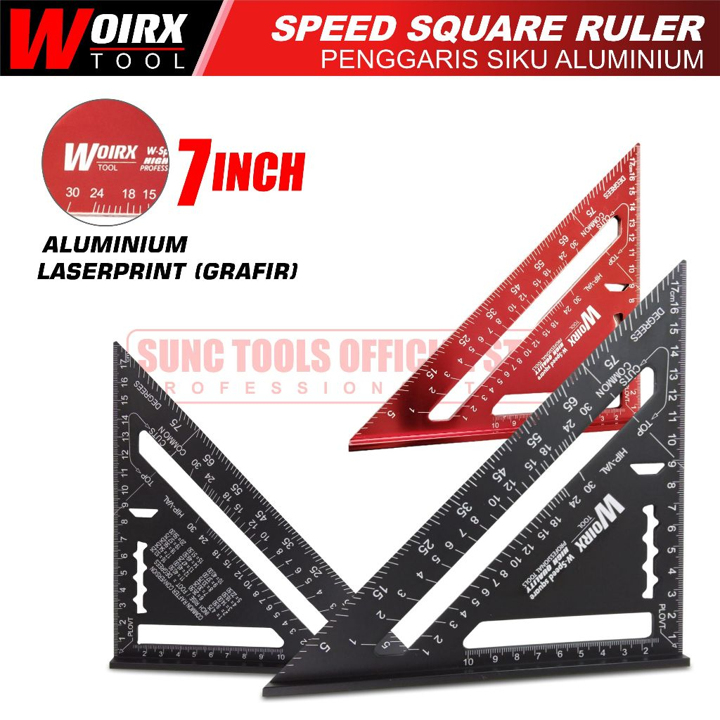 

WOIRX TOOL Penggaris Siku Segitiga Speed Square 7" inch Black