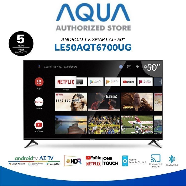 TV ANDROID AQUA JAPAN LE50AQT6700UG SMART AI 50 INCH 50AQT6700UG