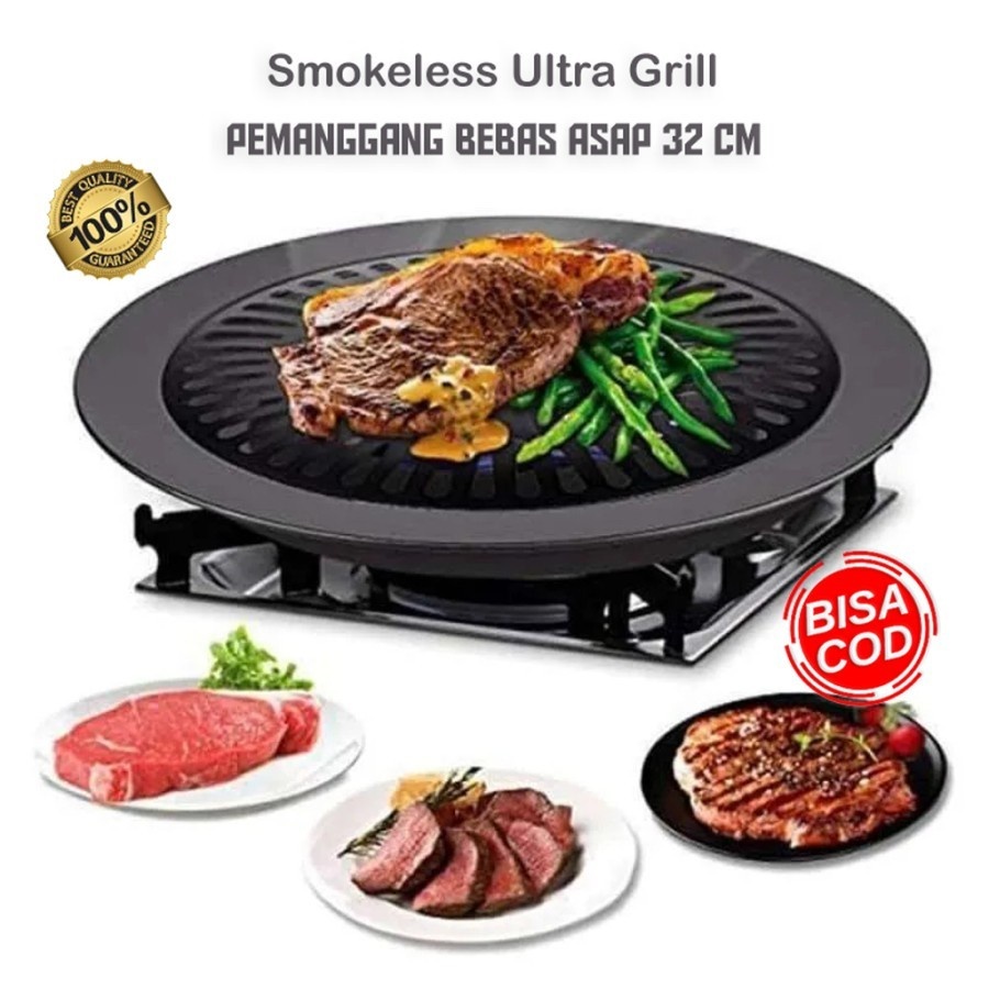 [ PROMO COD ]  Smokeless BBQ Grill Pan Alat Panggang Pemanggang 32 cm Kompor High Quality / Teflon T