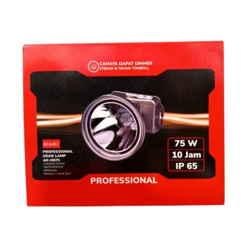 Promo Senter kepala Aoki 75watt AK-H075 cahaya putih Senter Kepala murah senter kepala asli