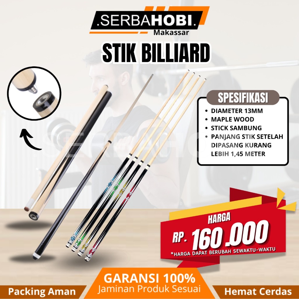 Stick Stik billiard patah 2 / Stik billiard kekinian dengan Penyambung / Stik billiard berkualitas