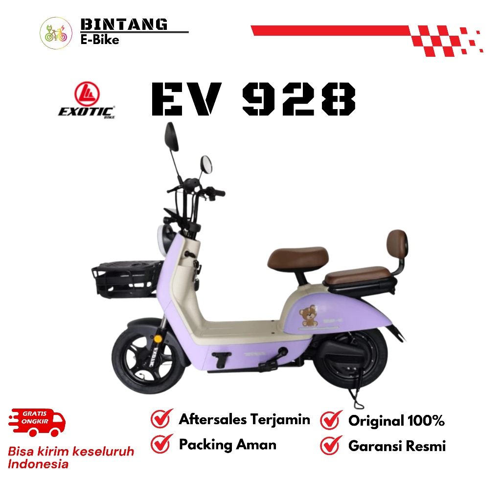 PROMO SEPEDA LISTRIK EXOTIC EV928 | 500 Watt, Fitur Tanpa Kunci