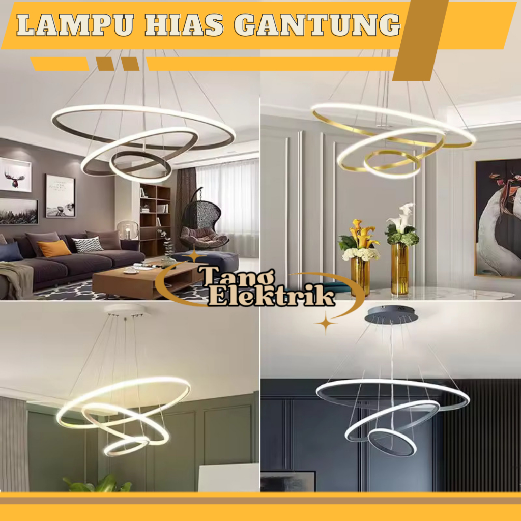 Lampu Gantung Cincin 3 Ring dan 4 Ring Lampu Gantung Plafon Minimalis