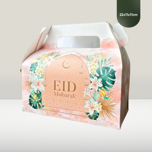 

10 pcs gable box edisi lebaran kemasan kue kering dus parcel snack eid mubarak ukuran 22x11x11 cm