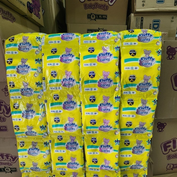 FLUFFY Renceng Popok Bayi Type Celana Fluffy Pants kemasan satuan size S M L dan XL-isi 6 pcs