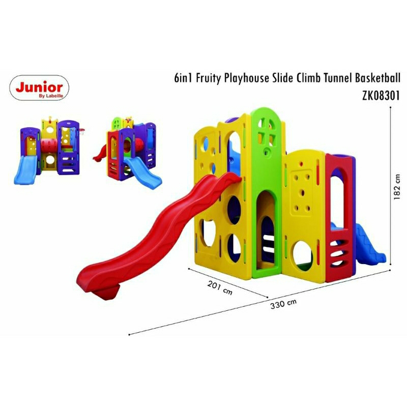 Labeille 6in1 Playground & Playhouse/Fruity Playhouse Slide Climb Tunnel Basketball ZK 08301/Rocket 