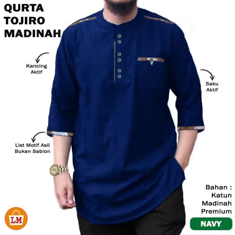 Radju 2- Baju Koko Kemeja Kurta Qurta Khurta Pria Laki Arab Muslim Lengan 3/4 Ukuran M L XL XXL JUMB