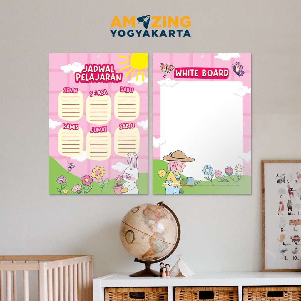 Poster Jadwal Pelajaran White Board - Rabbit
