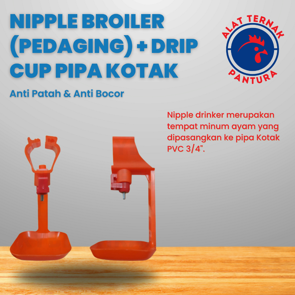 Nipple Broiler Pipa Kotak 1 Set/Nipple/Nipel/Napel - Alat Ternak Kandang Ayam
