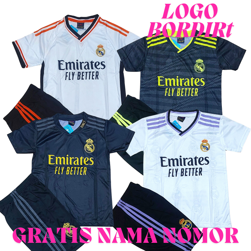AURI SPORT COD SABLON NAMA NOMOR JERSEY BOLA MADRID ANAK