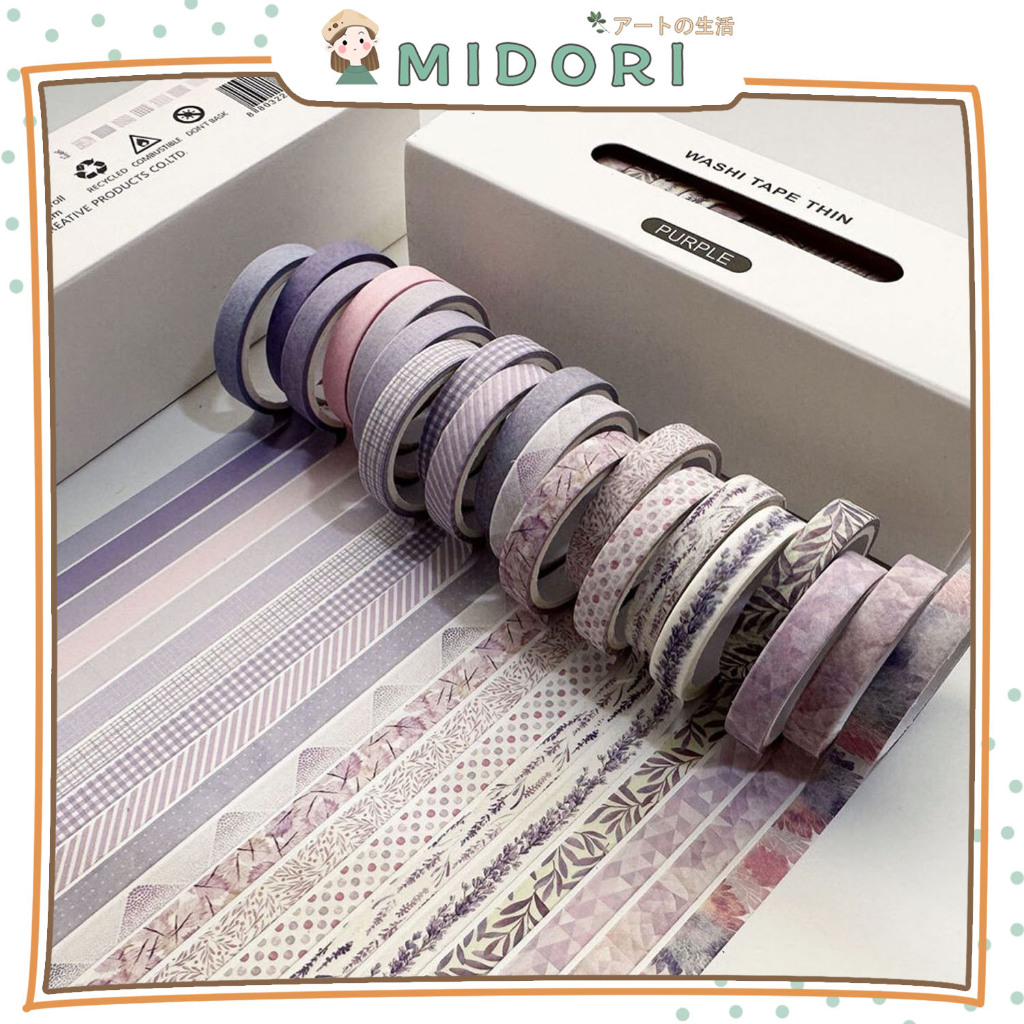 

[MIDORI] 20 Rolls WASHI TAPE THIN Washi Tape Deco Masking Tape Jurnal DIY Scrapbook - A0065